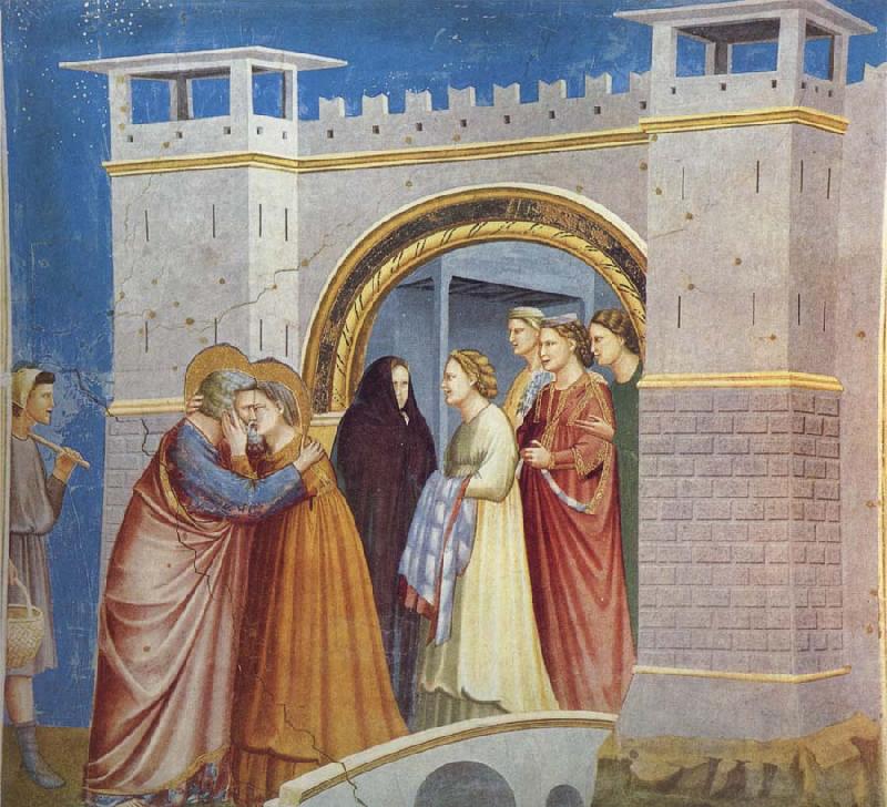 GIOTTO di Bondone Anna and Joachim Meet at the Golden Gate Sweden oil painting art